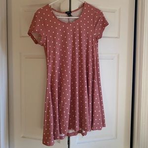 Short sleeve polka dot dress, Rue 21, pink, size small